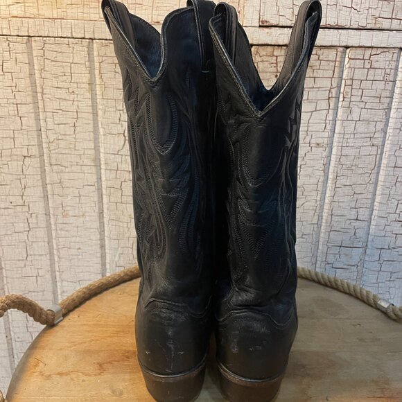 Vintage Justin Cowboy Western Black Leather Boots #2401 US 8.5D - Picture 3 of 5